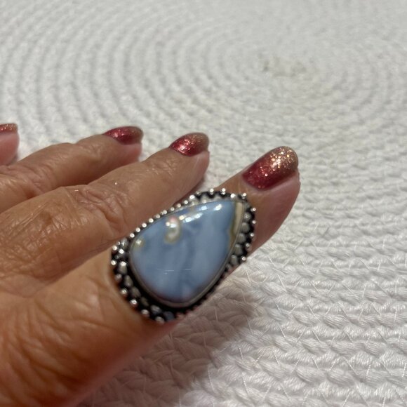 Gorgeous OWYHEE OPAL Handmade Sterling 925 Ring Size 7.5 #478D - Picture 1 of 3